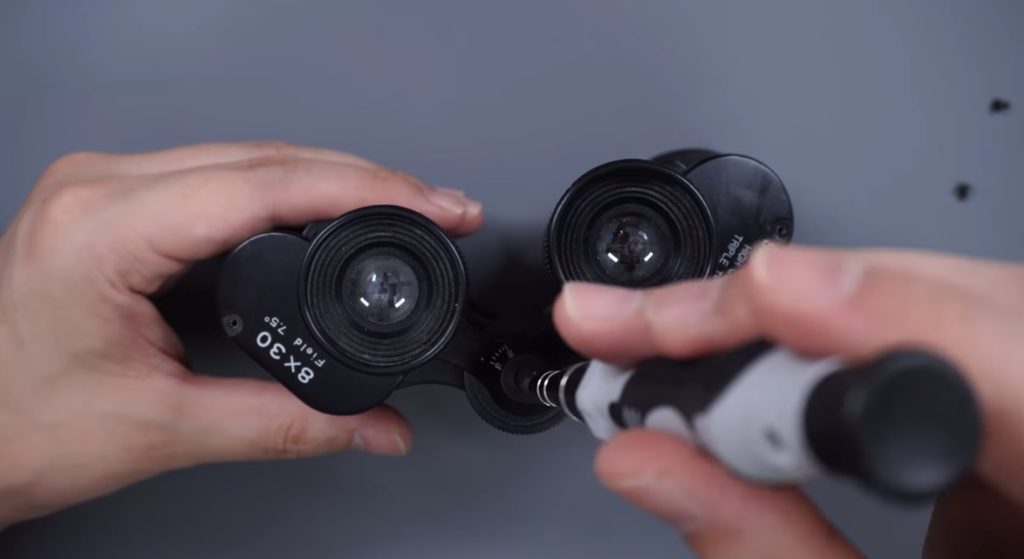 Locate and Remove the Exterior Screws Disassemble Binoculars